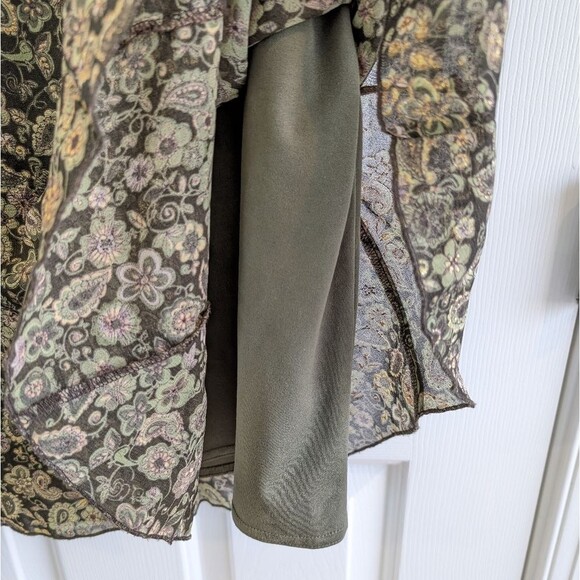 Y2K Fairy Grunge Dark Floral Dress Barn Skirt Green Gold Large - Picture 6 of 11
